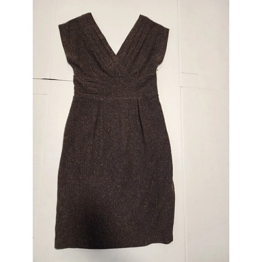 Banana Republic Tweed Pencil Dress Vintage Y2K Pleated V-neck Cap Sleeve… - Picture 8 of 12